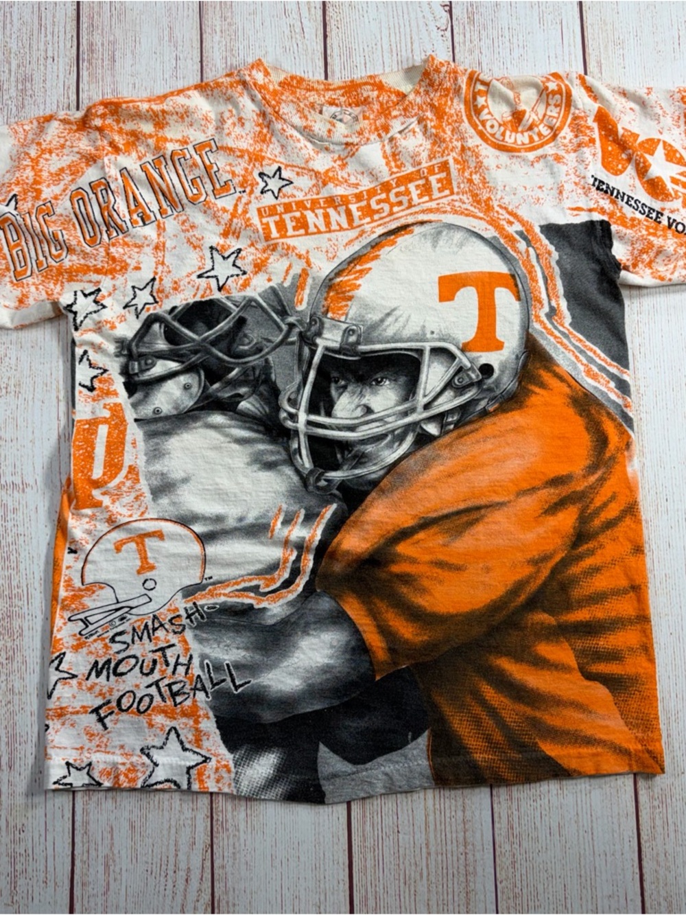 Vintage Tennessee Volunteers Football All Over Print T Shirt Adult Medium AOP
